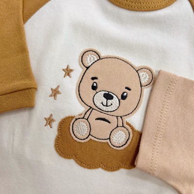 Conj. de Malha 3 peças - Bear com Estrelinhas - Caramelo